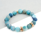 Bracelet Set 3 Pcs Natural Druzy Blue Gem Stone Boho Gold Copper Slices
